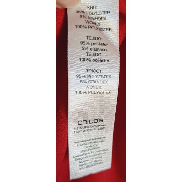 Chico's 3 (XL) Women's Red 3/4 Sleeve Textured Scoop Neck Layered Tunic Top - Picture 5 of 7